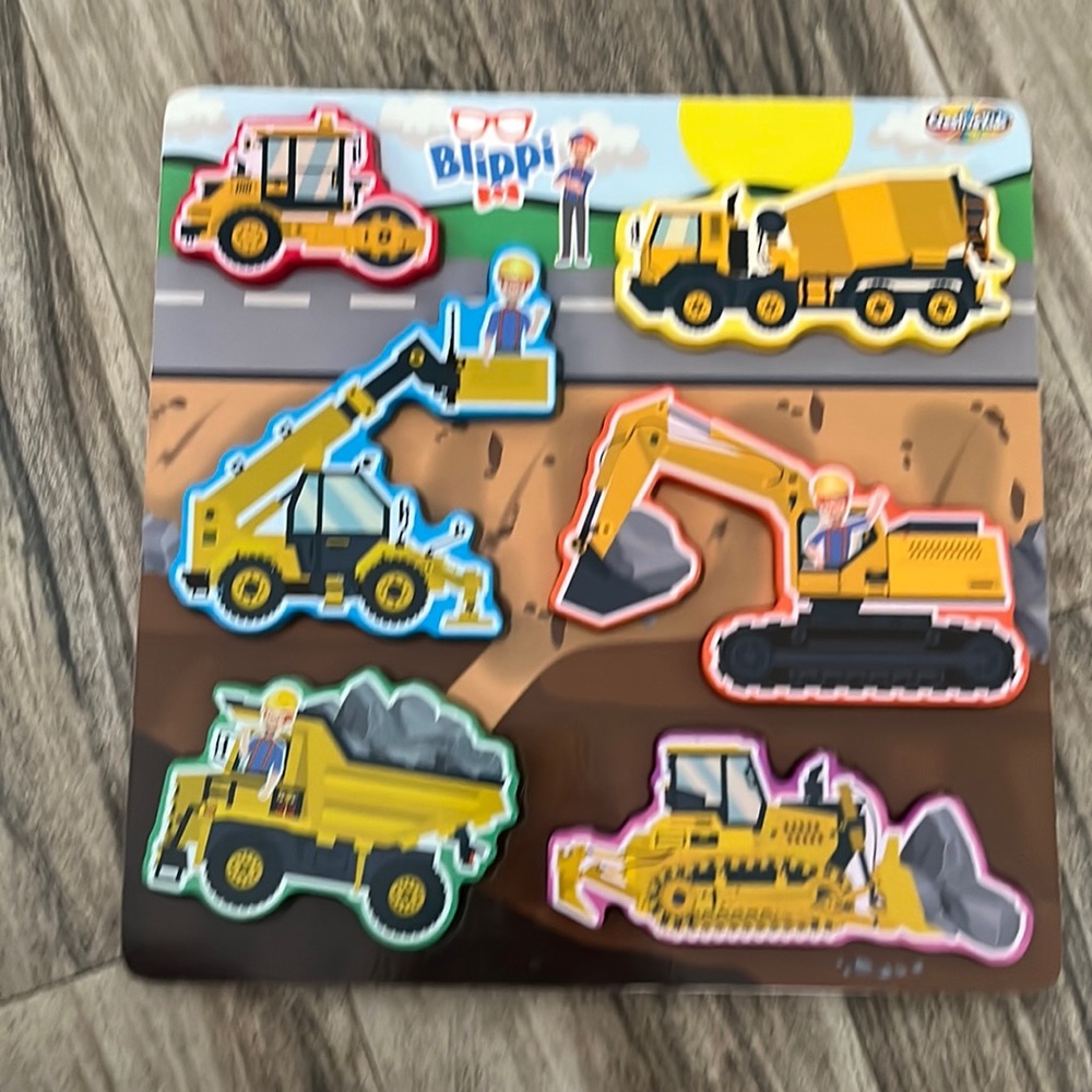 🚜CONSTRUCTION VEHICLES🚜WOOD PUZZLE FOR KIDS BY CREATIVE KIDS GREAT COND. NWOT